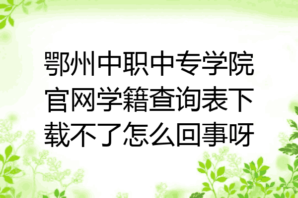 鄂州中职中专学院官网学籍查询表下载不了怎么回事呀
