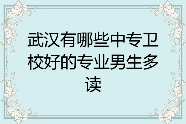 武汉有哪些中专卫校好的专业男生多读