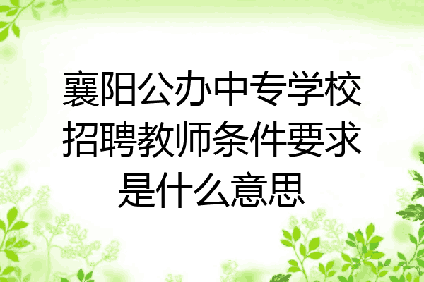 襄阳公办中专学校招聘教师条件要求是什么意思