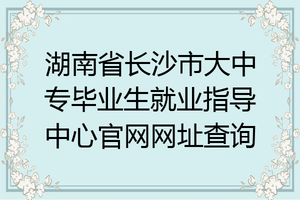 湖南省长沙市大中专毕业生就业指导中心官网网址查询