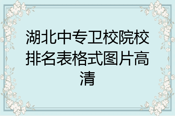 湖北中专卫校院校排名表格式图片高清