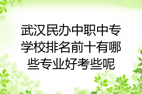 武汉民办中职中专学校排名前十有哪些专业好考些呢