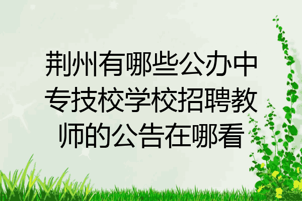荆州有哪些公办中专技校学校招聘教师的公告在哪看