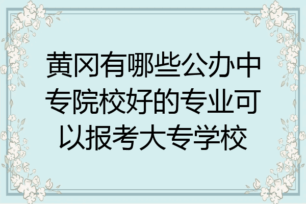 黄冈有哪些公办中专院校好的专业可以报考大专学校