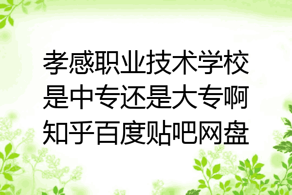 孝感职业技术学校是中专还是大专啊知乎百度贴吧网盘