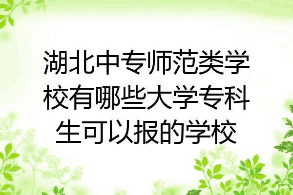 湖北中专师范类学校有哪些大学专科生可以报的学校