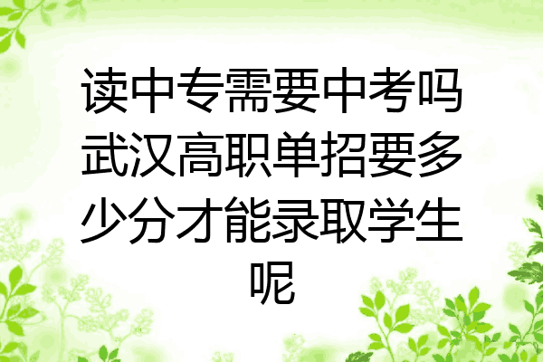 读中专需要中考吗武汉高职单招要多少分才能录取学生呢