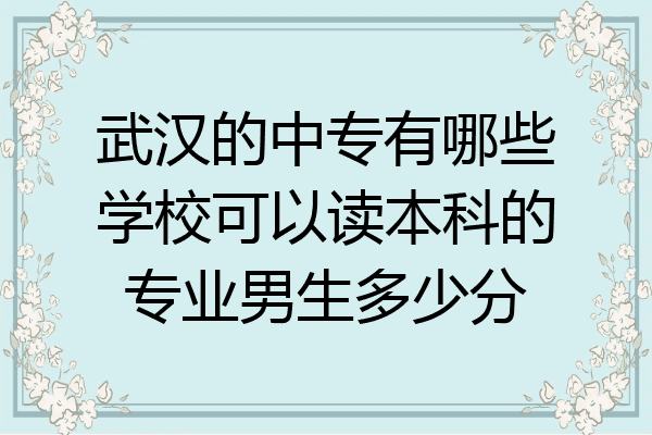 武汉的中专有哪些学校可以读本科的专业男生多少分