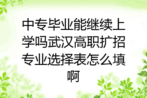 中专毕业能继续上学吗武汉高职扩招专业选择表怎么填啊
