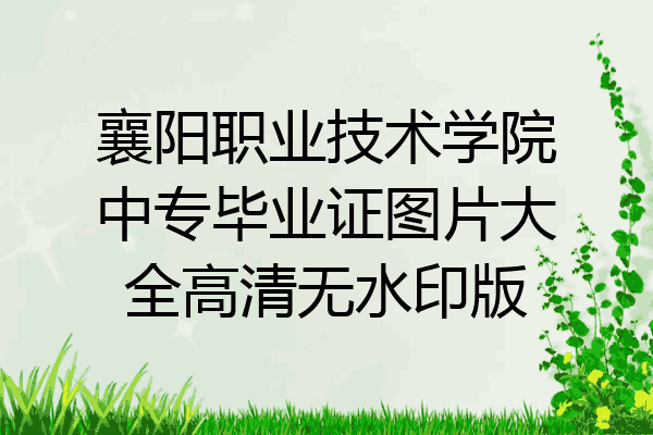 襄阳职业技术学院中专毕业证图片大全高清无水印版