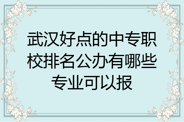 武汉好点的中专职校排名公办有哪些专业可以报