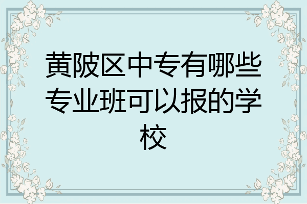 黄陂区中专有哪些专业班可以报的学校
