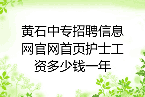 黄石中专招聘信息网官网首页护士工资多少钱一年