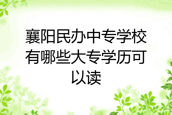 襄阳民办中专学校有哪些大专学历可以读
