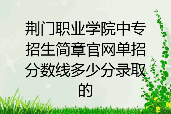荆门职业学院中专招生简章官网单招分数线多少分录取的