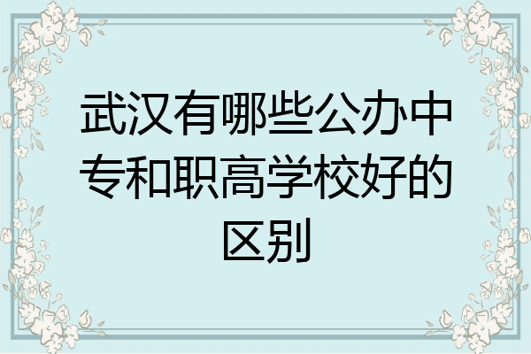 武汉有哪些公办中专和职高学校好的区别