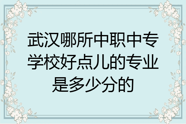 武汉哪所中职中专学校好点儿的专业是多少分的