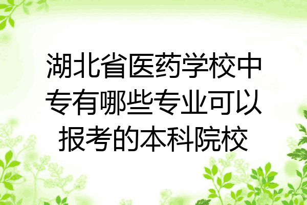 湖北省医药学校中专有哪些专业可以报考的本科院校
