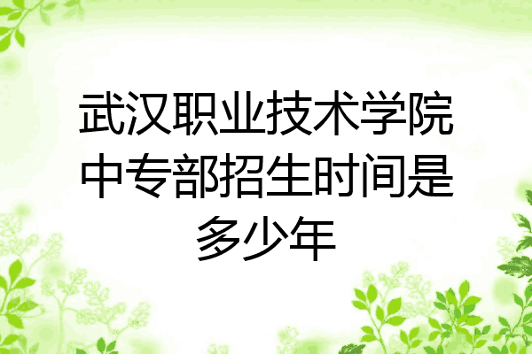 武汉职业技术学院中专部招生时间是多少年