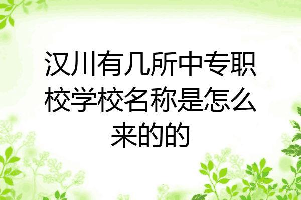 汉川有几所中专职校学校名称是怎么来的的