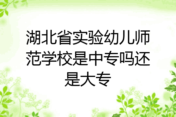 湖北省实验幼儿师范学校是中专吗还是大专