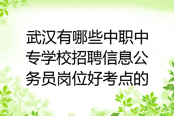 武汉有哪些中职中专学校招聘信息公务员岗位好考点的
