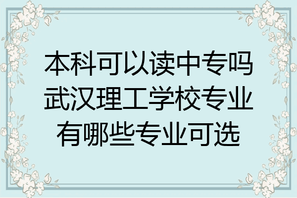 本科可以读中专吗武汉理工学校专业有哪些专业可选