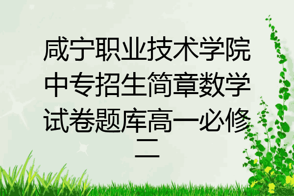 咸宁职业技术学院中专招生简章数学试卷题库高一必修二