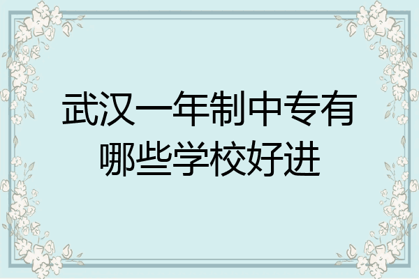 武汉一年制中专有哪些学校好进