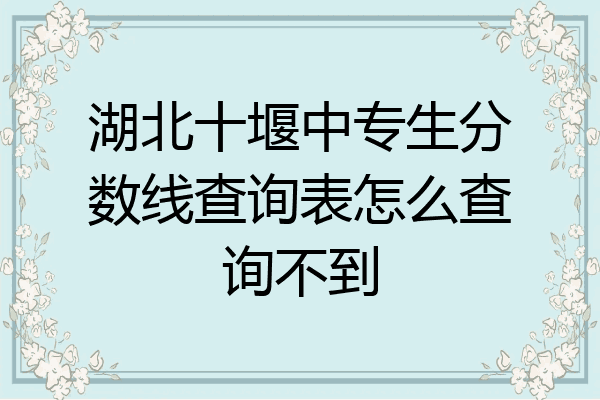 湖北十堰中专生分数线查询表怎么查询不到