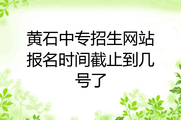 黄石中专招生网站报名时间截止到几号了