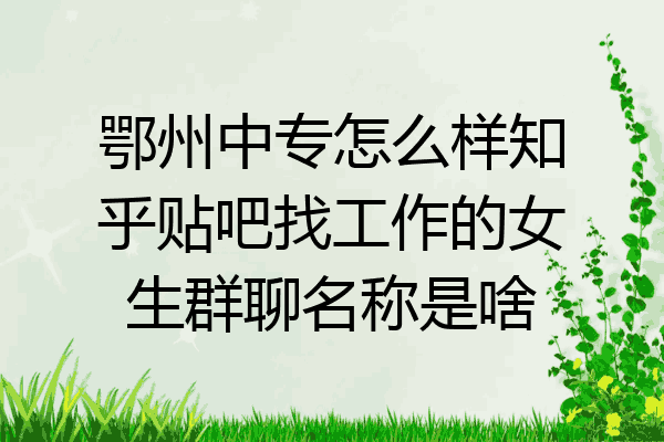 鄂州中专怎么样知乎贴吧找工作的女生群聊名称是啥