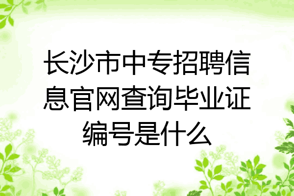 长沙市中专招聘信息官网查询毕业证编号是什么