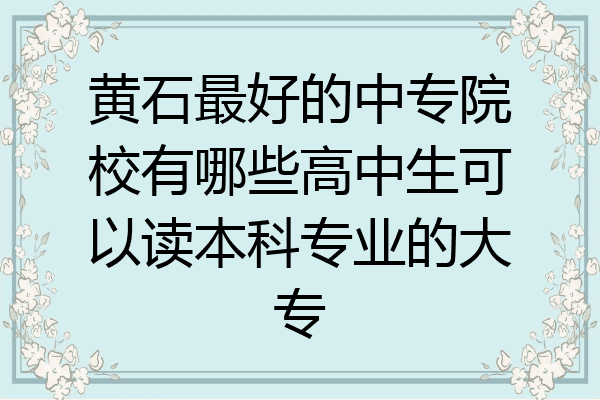 黄石最好的中专院校有哪些高中生可以读本科专业的大专