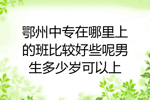 鄂州中专在哪里上的班比较好些呢男生多少岁可以上