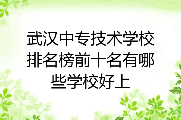 武汉中专技术学校排名榜前十名有哪些学校好上