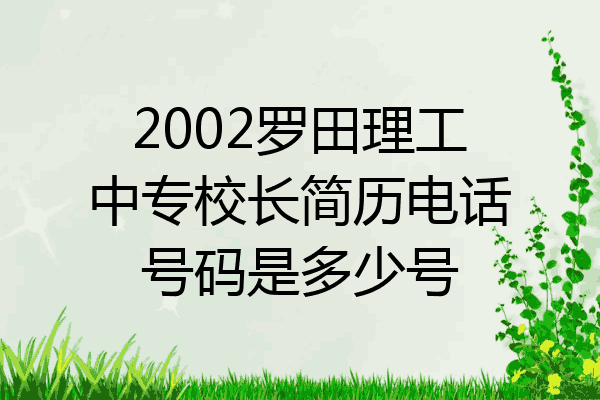 2002罗田理工中专校长简历电话号码是多少号