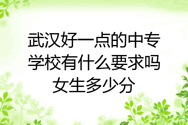 武汉好一点的中专学校有什么要求吗女生多少分