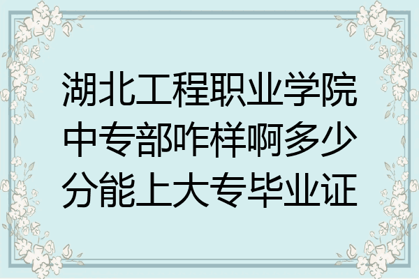 湖北工程职业学院中专部咋样啊多少分能上大专毕业证