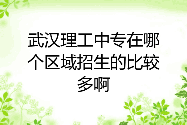 武汉理工中专在哪个区域招生的比较多啊