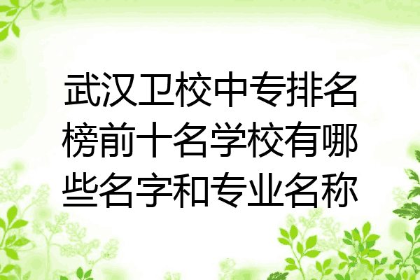 武汉卫校中专排名榜前十名学校有哪些名字和专业名称