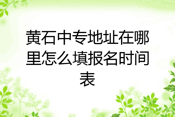 黄石中专地址在哪里怎么填报名时间表