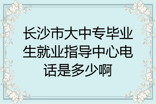 长沙市大中专毕业生就业指导中心电话是多少啊
