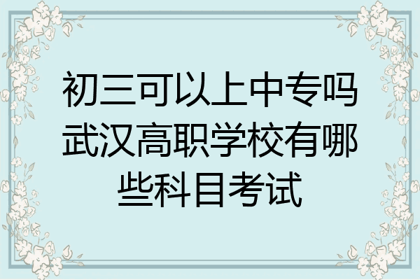 初三可以上中专吗武汉高职学校有哪些科目考试