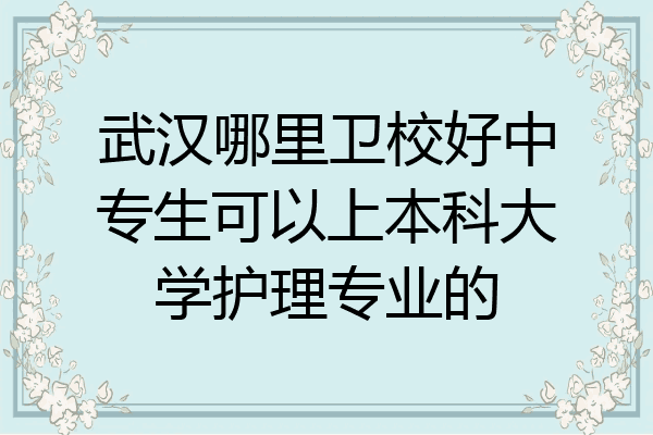 武汉哪里卫校好中专生可以上本科大学护理专业的