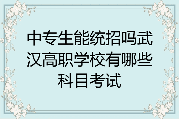 中专生能统招吗武汉高职学校有哪些科目考试