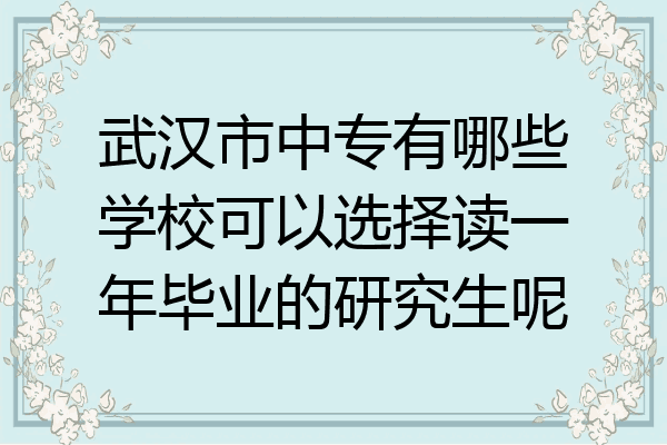武汉市中专有哪些学校可以选择读一年毕业的研究生呢