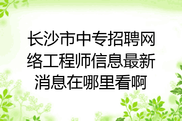 长沙市中专招聘网络工程师信息最新消息在哪里看啊