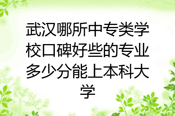 武汉哪所中专类学校口碑好些的专业多少分能上本科大学