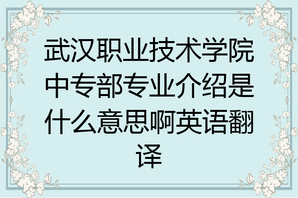 武汉职业技术学院中专部专业介绍是什么意思啊英语翻译